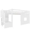 A white loft bed with stairs and a window cutout on the side. Anteprima dell’immagine prodotto
