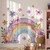 Handgemalte Regenbogen-Blumen Wandsticker – Selbstklebend. Produktbild-Vorschau 2