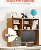 A wooden desk organizer with shelves, drawers, and a computer monitor. Voir les images du produit
