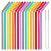 16er Set Bunte Silikon Strohhalme mit Reinigungsbürste Produktbild-Vorschau 1