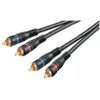 A pair of black audio cables with RCA connectors, each featuring colored bands for identification. Anteprima dell’immagine prodotto
