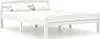 A white bed frame with two pillows on a white background. Voir les images du produit
