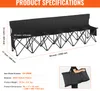A black folding bench with dimensions and specifications shown. Produktbild-Vorschau