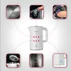 A collage showcasing a white electric kettle and its various features through close-up insets. Podgląd zdjęcia produktu