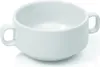 A white ceramic soup bowl with two handles is shown against a white background. Podgląd zdjęcia produktu