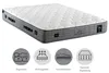 A mattress is shown with four circular icons below it, each illustrating a feature of the mattress. Produktbild-Vorschau