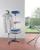 A drying rack with clothes and towels is shown next to an ironing board and iron, with a window in the background. Voir les images du produit