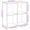A line drawing of a white cube shelf unit with dimensions indicated. Náhled obrázku produktu