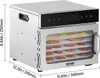 A stainless steel food dehydrator with multiple trays filled with sliced fruit. Podgląd zdjęcia produktu