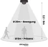 Diagram showing the detection range of a motion sensor mounted on the ceiling. Podgląd zdjęcia produktu
