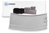 A product shot of two metal filters for a cooker hood, with the brand packaging in the background. Produktbild-Vorschau