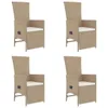 vidaXL 5-tlg. Garten-Essgruppe mit Kissen Beige Poly Rattan Produktbild-Vorschau 3