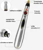 A close-up marketing image of an electronic acupuncture pen with callouts. Voir les images du produit