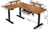 A top-down view of an L-shaped adjustable standing desk with dimensions indicated by text and measurement lines. Náhled obrázku produktu
