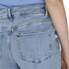 Close-up of the back pocket and waistband of light blue denim jeans. Produktbild-Vorschau