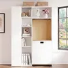 Klappbarer Schreibtisch mit Ablagen 2-in-1 Bücherregal Weiß Produktbild-Vorschau 4