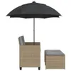vidaXL Gartensofa 2-Sitzer Sonnenschirm und Hocker Beige Produktbild-Vorschau 5