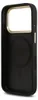 A black phone case with a gold rim, showing the inside of the case with a circular indentation and the GUESS logo. Anteprima dell’immagine prodotto