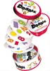 A stack of circular game cards and a tin for the game Dobble 1,2,3. Produktbild-Vorschau