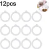 A collection of white silicone sealing rings for jars, arranged in rows, with a small inset image showing a jar being filled. Produktbild-Vorschau