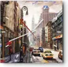 Wanduhr - Quadrat - Glasuhr - New York Aquarell - 40x40cm - Produktbild-Vorschau 1