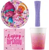 Partyset Trolls Kindergeburtstag Einweggeschirr Party Deko Produktbild-Vorschau 1