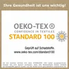 A certification logo and text indicating health and safety standards. Produktbild-Vorschau