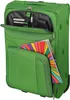 A green suitcase with an open front pocket showing some papers and a pen. Náhľad obrázku produktu