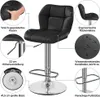 A black bar stool with various features highlighted by text and close-up images. Produktbild-Vorschau