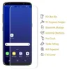 A screen protector is shown on a smartphone, with a list of its features displayed next to it. Produktbild-Vorschau