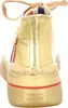 Rear view of a gold high-top sneaker with a platform sole. Produktbild-Vorschau