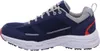 Side view of a single navy and gray athletic shoe. Anteprima dell’immagine prodotto