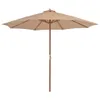vidaXL Ombrellone con asta in legno 300 cm Taupe Anteprima dell’immagine prodotto 7
