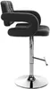 A black bar stool with a chrome base and adjustable height is shown from the side against a white background. Náhled obrázku produktu