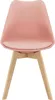 A pink chair with wooden legs on a white background. Voir les images du produit