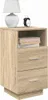 A bedside table with two drawers and an open shelf, topped with a lamp and an alarm clock. Anteprima dell’immagine prodotto