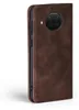 A brown flip cover case for a smartphone is shown against a white background. Produktbild-Vorschau
