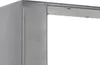 A close-up view of the corner of a metal table leg with a textured gray finish. Voir les images du produit