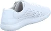 A white leather sneaker with perforated details. Voir les images du produit