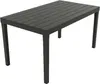A dark gray rectangular outdoor table with a slatted top and four legs, presented against a white background. Náhled obrázku produktu