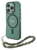 A green glitter phone case with a beaded strap attached. Produktbild-Vorschau
