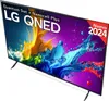 A television screen displaying a colorful abstract image with text overlays. Podgląd zdjęcia produktu