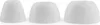 Three white silicone ear tips of different sizes are arranged in a row against a white background. Voir les images du produit