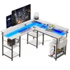 Tavolo da gioco ZELURXX a forma di L con illuminazione LED Anteprima dell’immagine prodotto 1