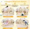 A collage of four images showing children playing on a wooden climbing triangle in different configurations. Produktbild-Vorschau