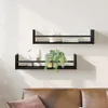 vidaXL Mensola a muro con ripiano 2 pezzi look rovere nero Anteprima dell’immagine prodotto 2