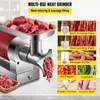A meat grinder with various attachments and ingredients shown in a collage format. Produktbild-Vorschau