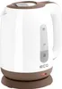 A white and brown electric kettle on a brown base, shown from a front-diagonal angle against a white background. Náhľad obrázku produktu