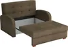 A brown sofa bed with its ottoman pulled out, revealing storage underneath. Náhled obrázku produktu