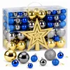 Weihnachtskugeln Blau Gold Grau 108er Set, Christbaumkugeln Produktbild-Vorschau 1